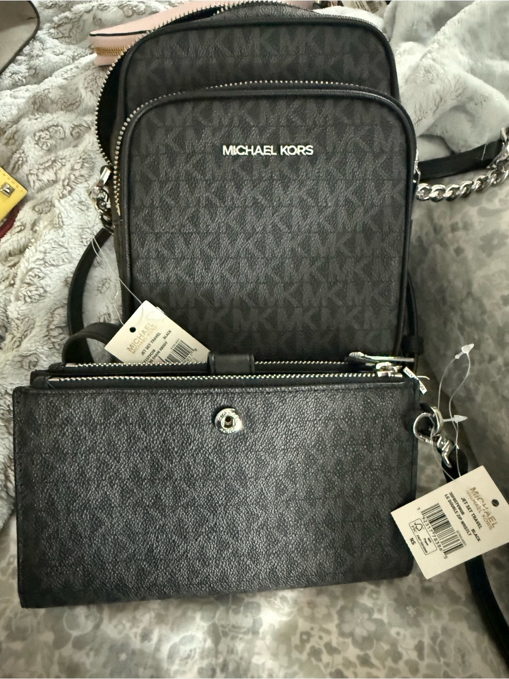 Michael Kors Men's Black Signature MK Crossbody with Wallet